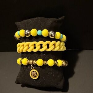 Rustic Cuff Yellow and Blue Bracelet Set